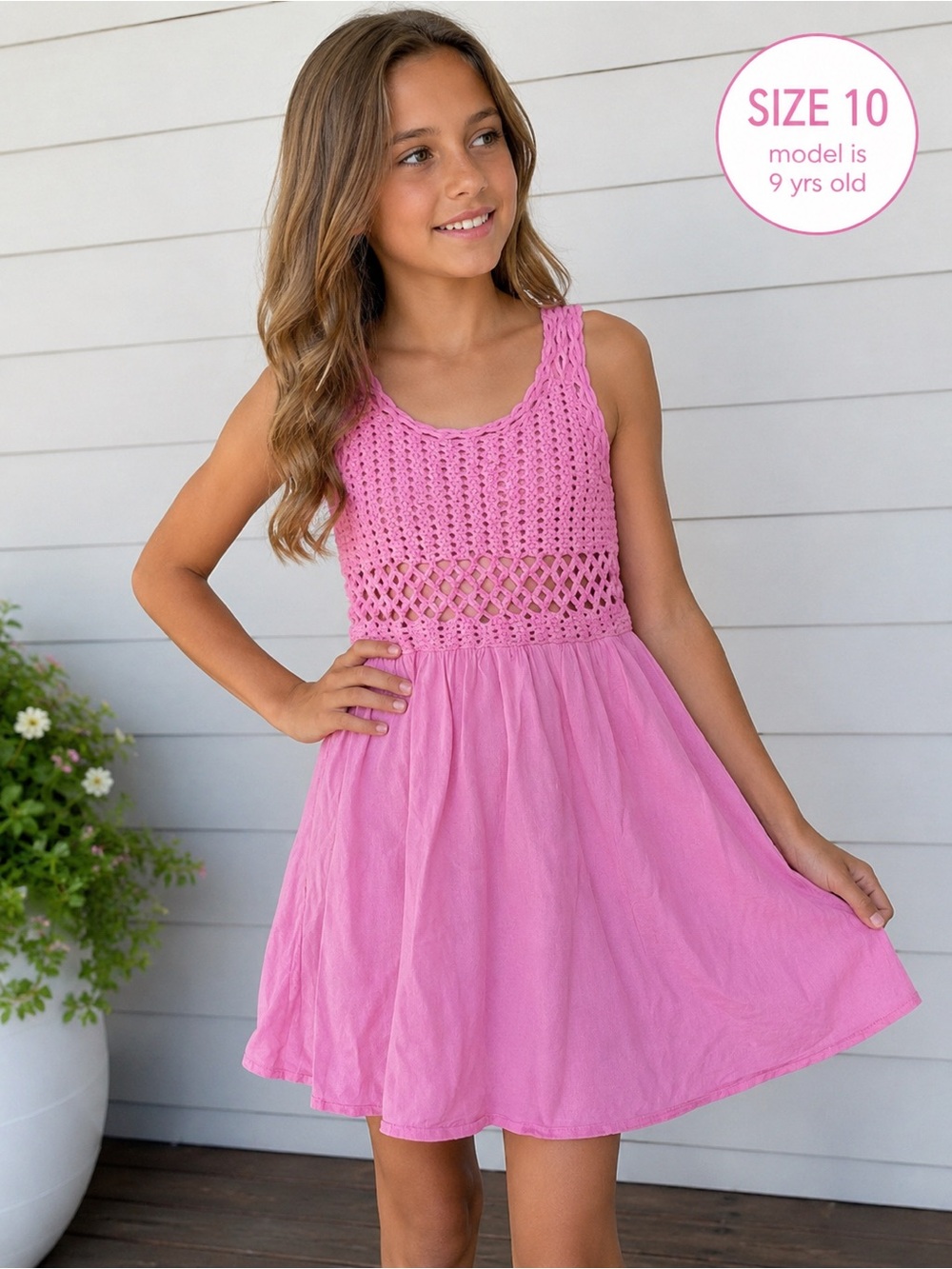 love, Fire Pink Crochet Top Kids Dress